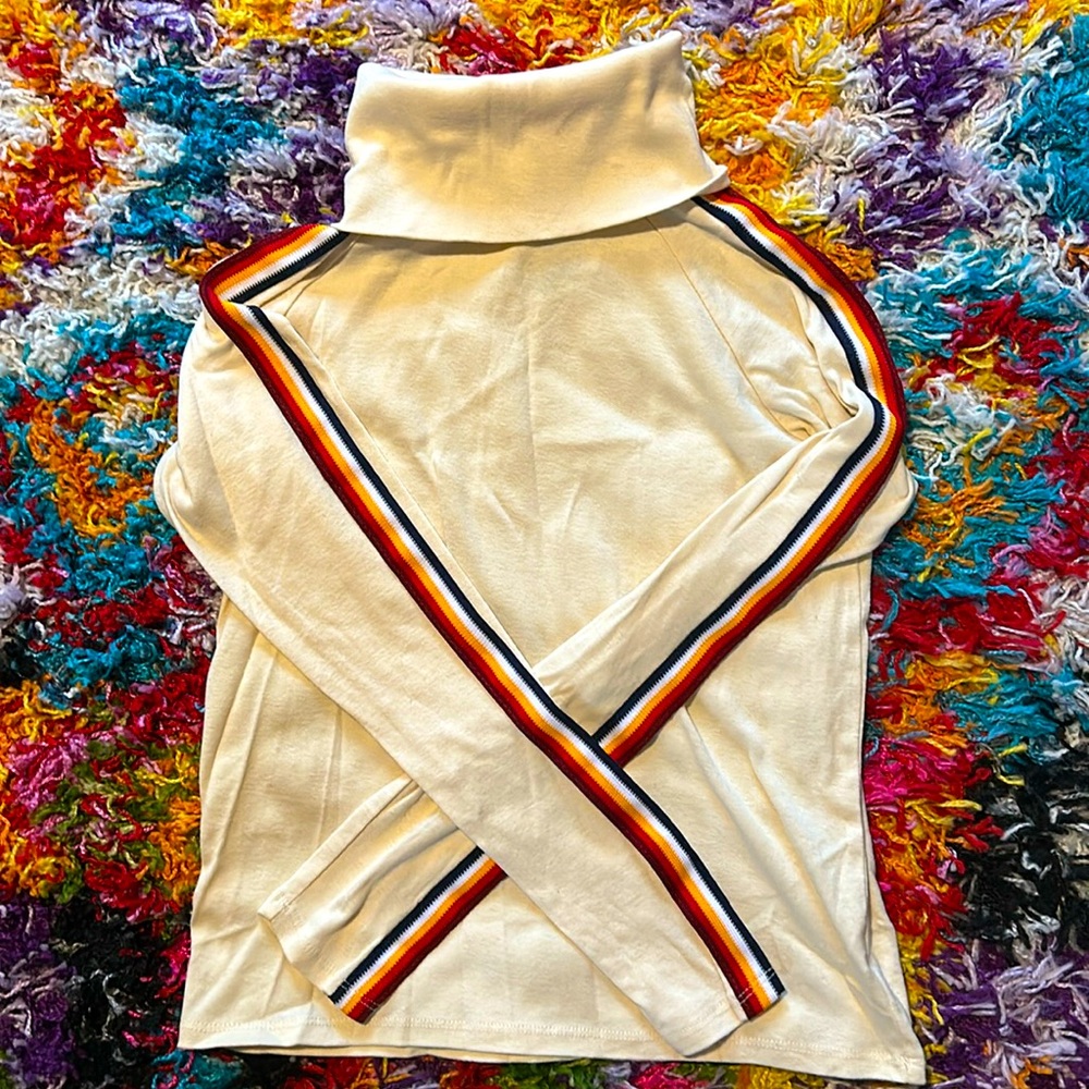 Camp Collection Retro Rainbow Striped Turtleneck Small